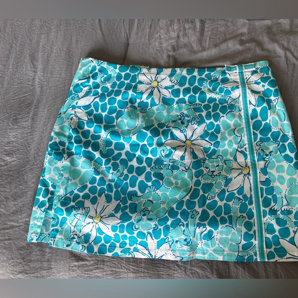 Lilly Pulitzer Aqua and White Floral Skirt